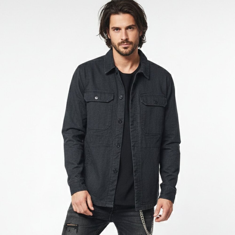 Billabong Stealth Hudson Dark Gray Unisex Button Canvas Utility Jacket M NWT